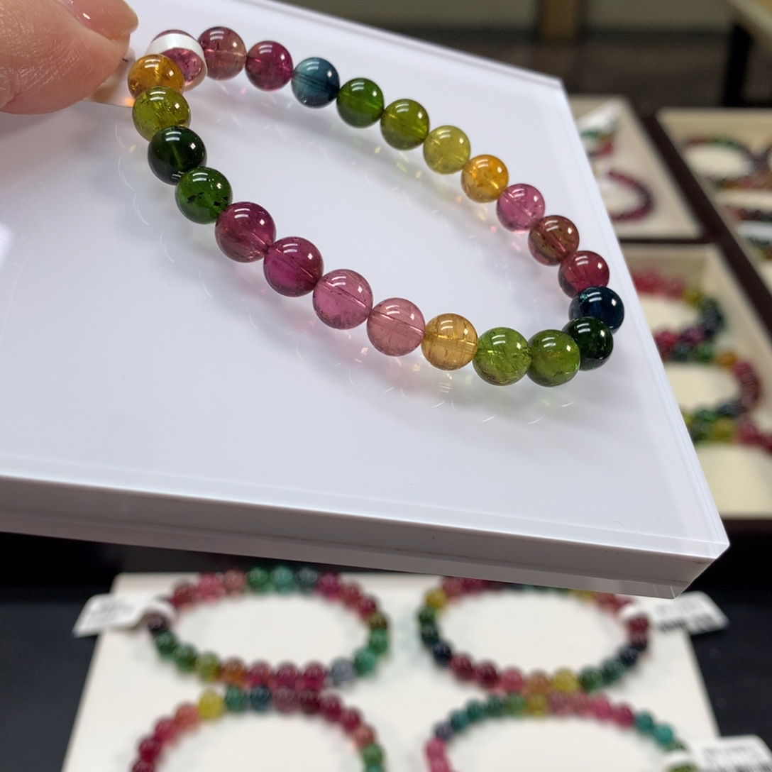 ****.碧玺手链未镶嵌7.7mm