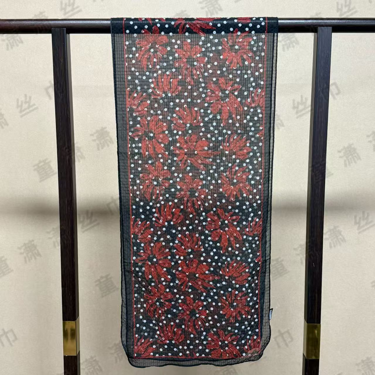 （凤凰花）薯莨珍珠绉30*155左右长巾围巾