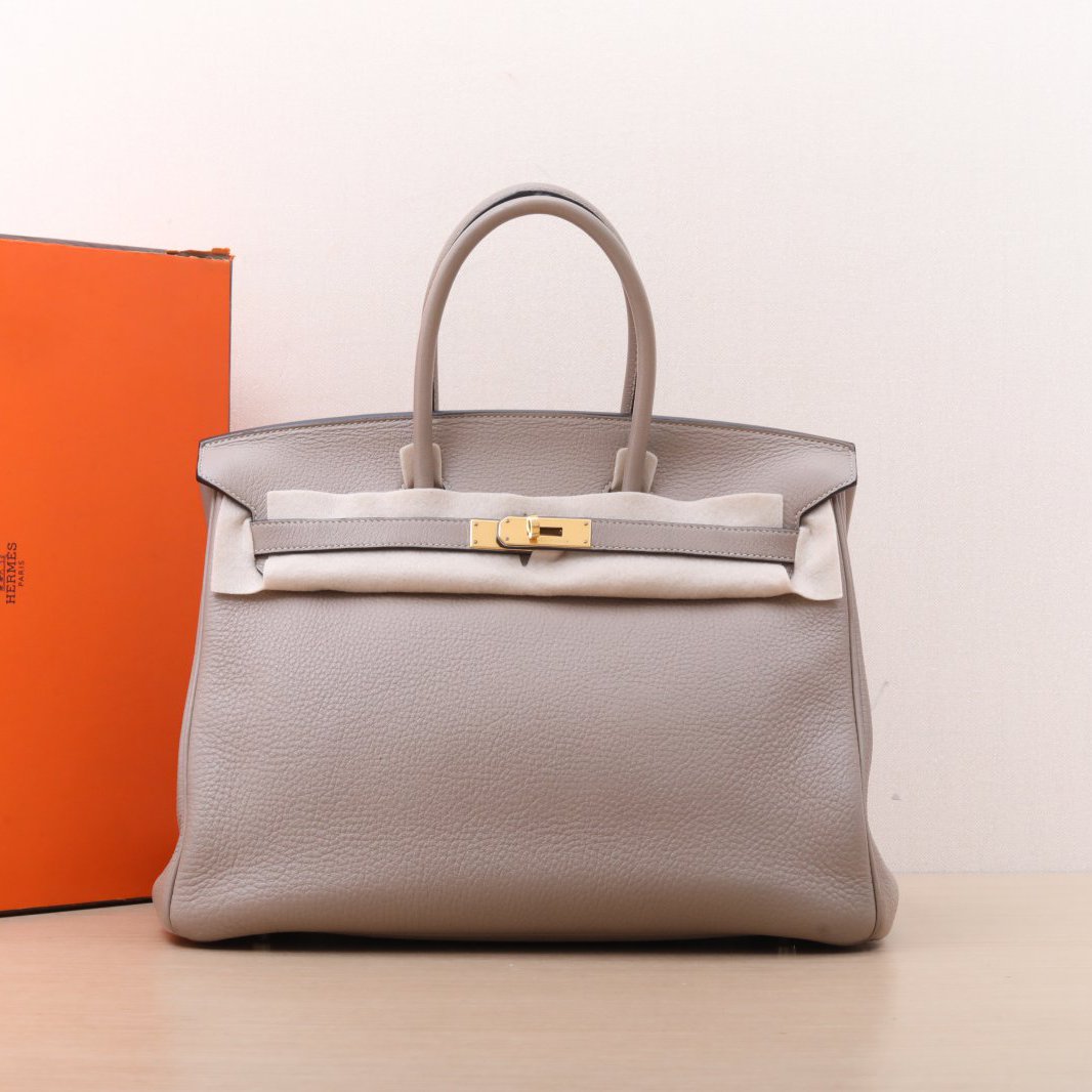 95新 Hermes/爱马仕 【黑黑】Birkin 35 81斑鸠灰 框N
