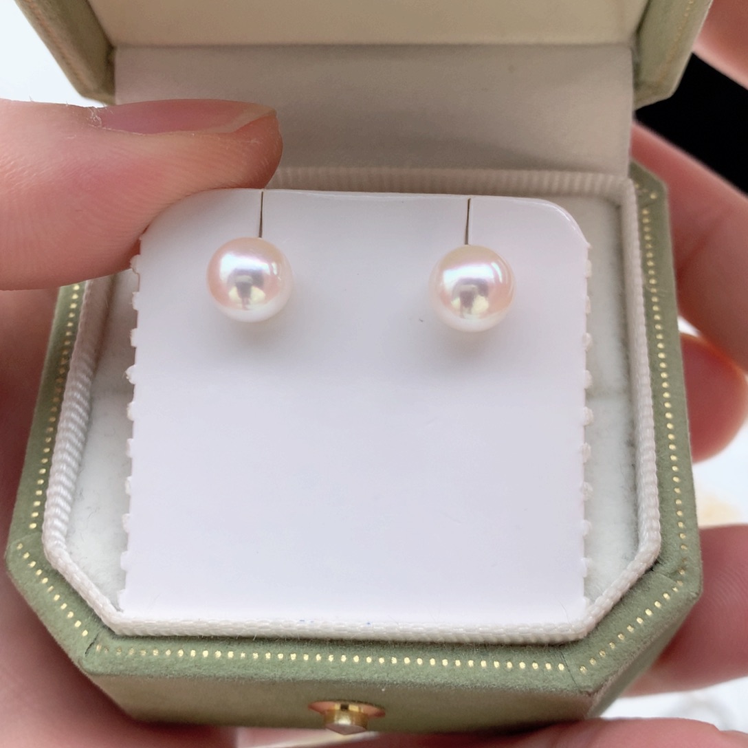 海水珍珠7-7.5mm ak素钉18K金镶嵌