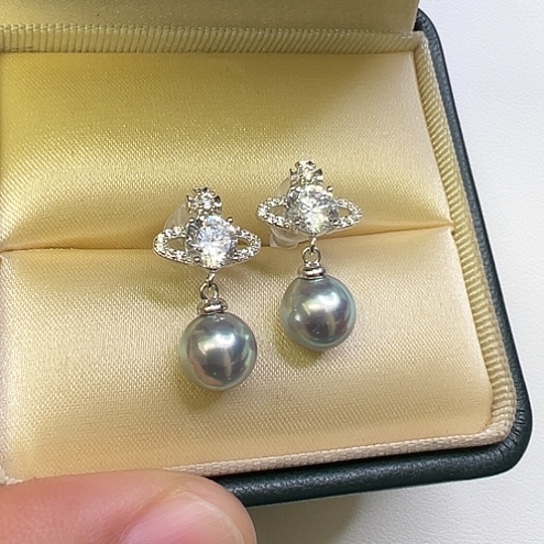 耳饰银S925镶嵌海水珍珠