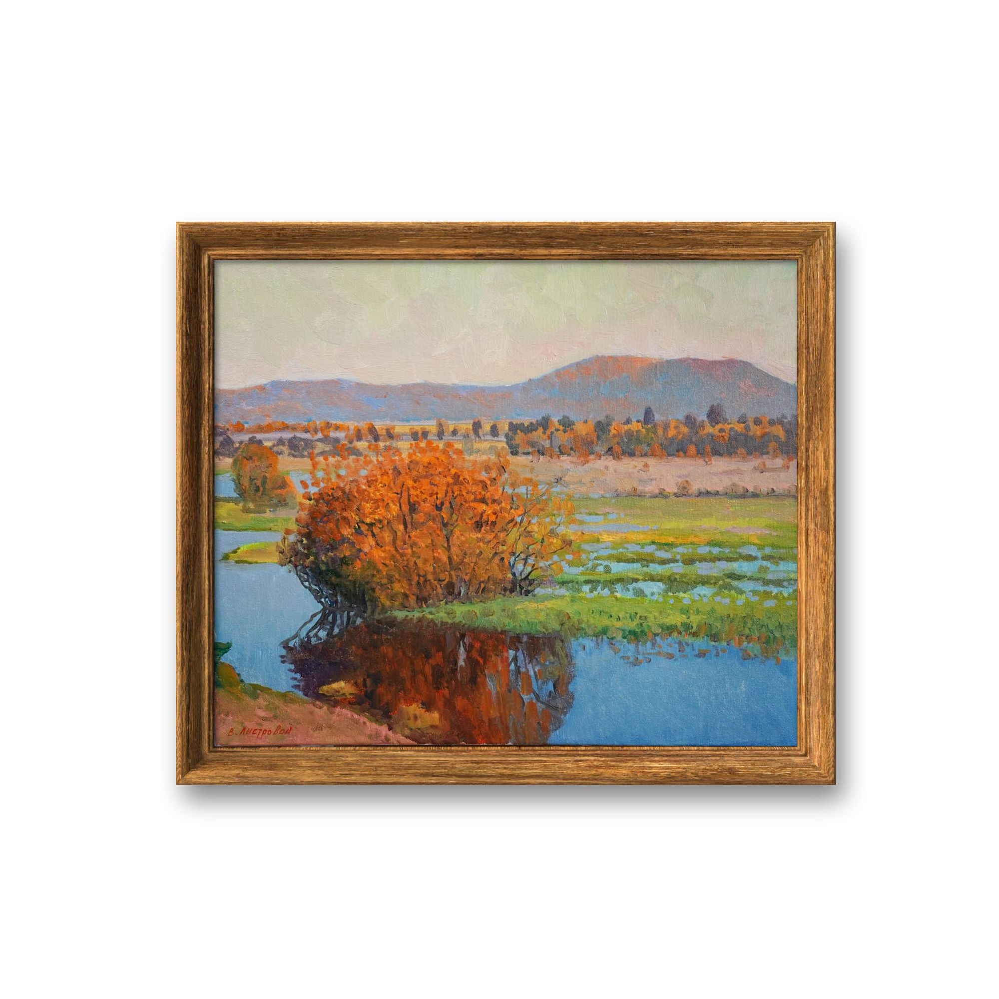 俄罗斯原创手绘油画瓦洛佳《兴安河》50*60cm 2025年客厅卧室书房