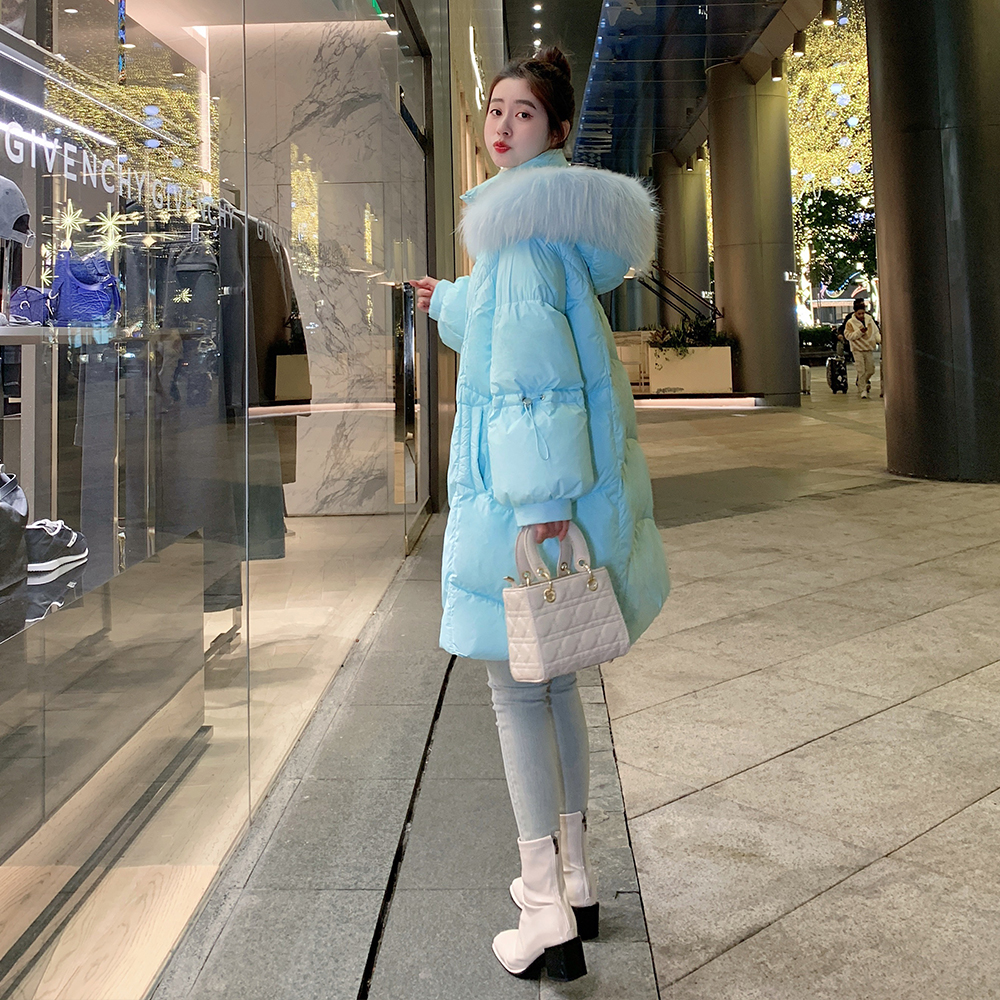 大毛领羽绒服女中长款2025冬季新款韩版网红洋气宽松加厚保暖外套