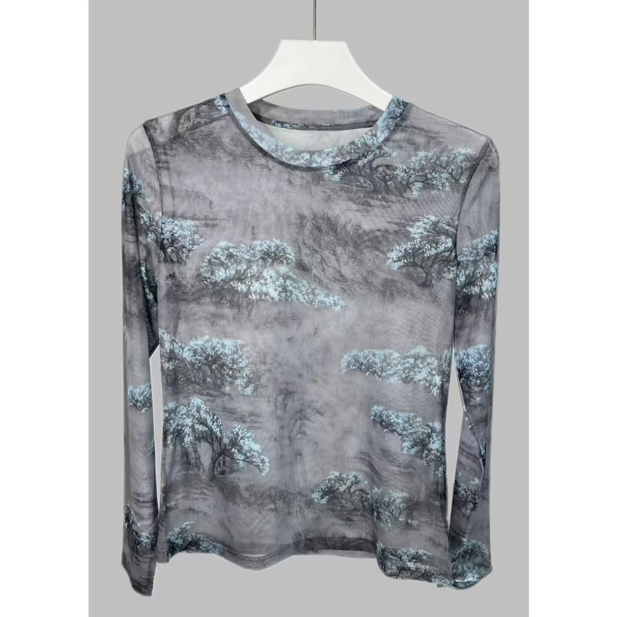 【集合店】长袖女印染复古花朵女式打底T恤打底衫t恤网红潮流