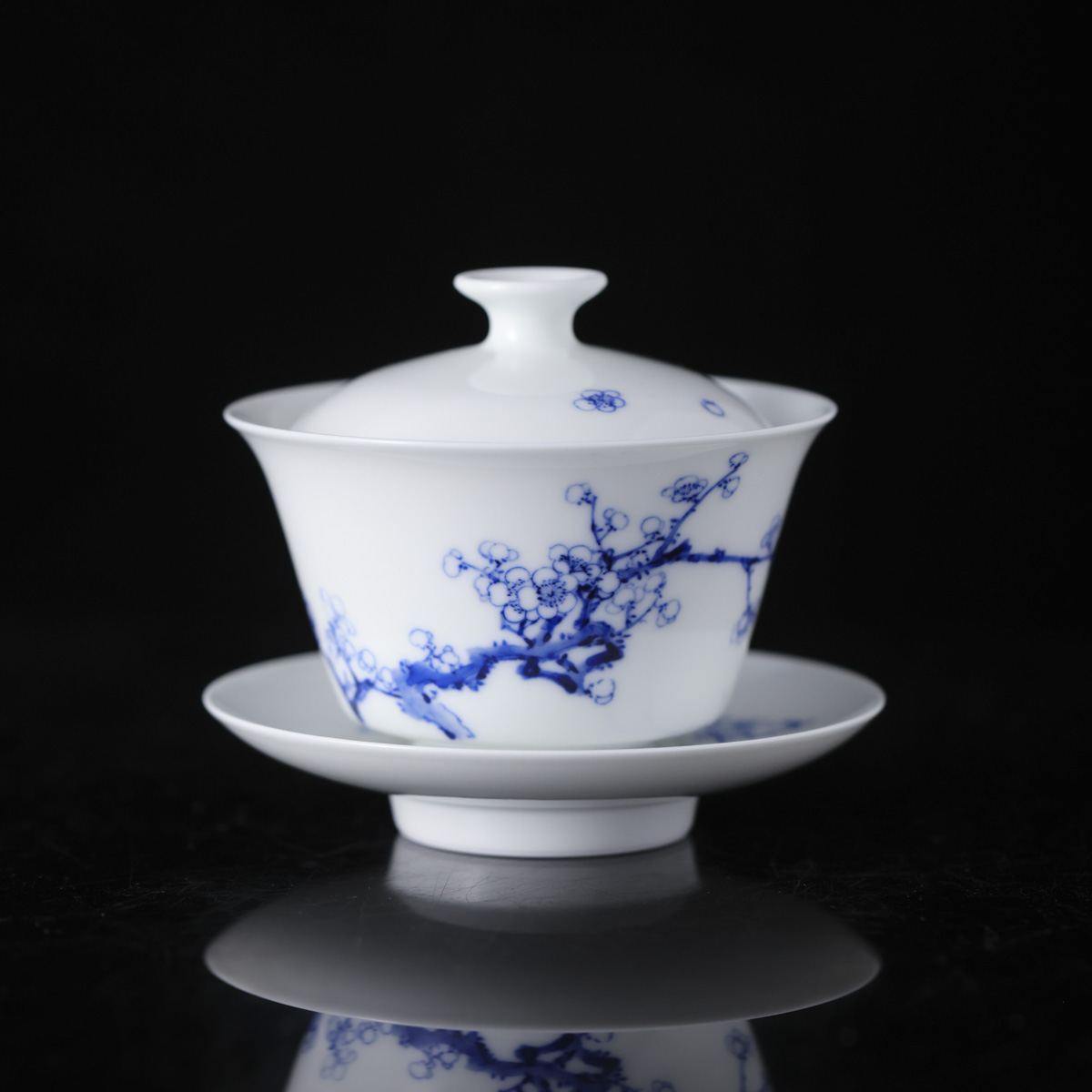 自慢堂--拾金青花梅花盖碗