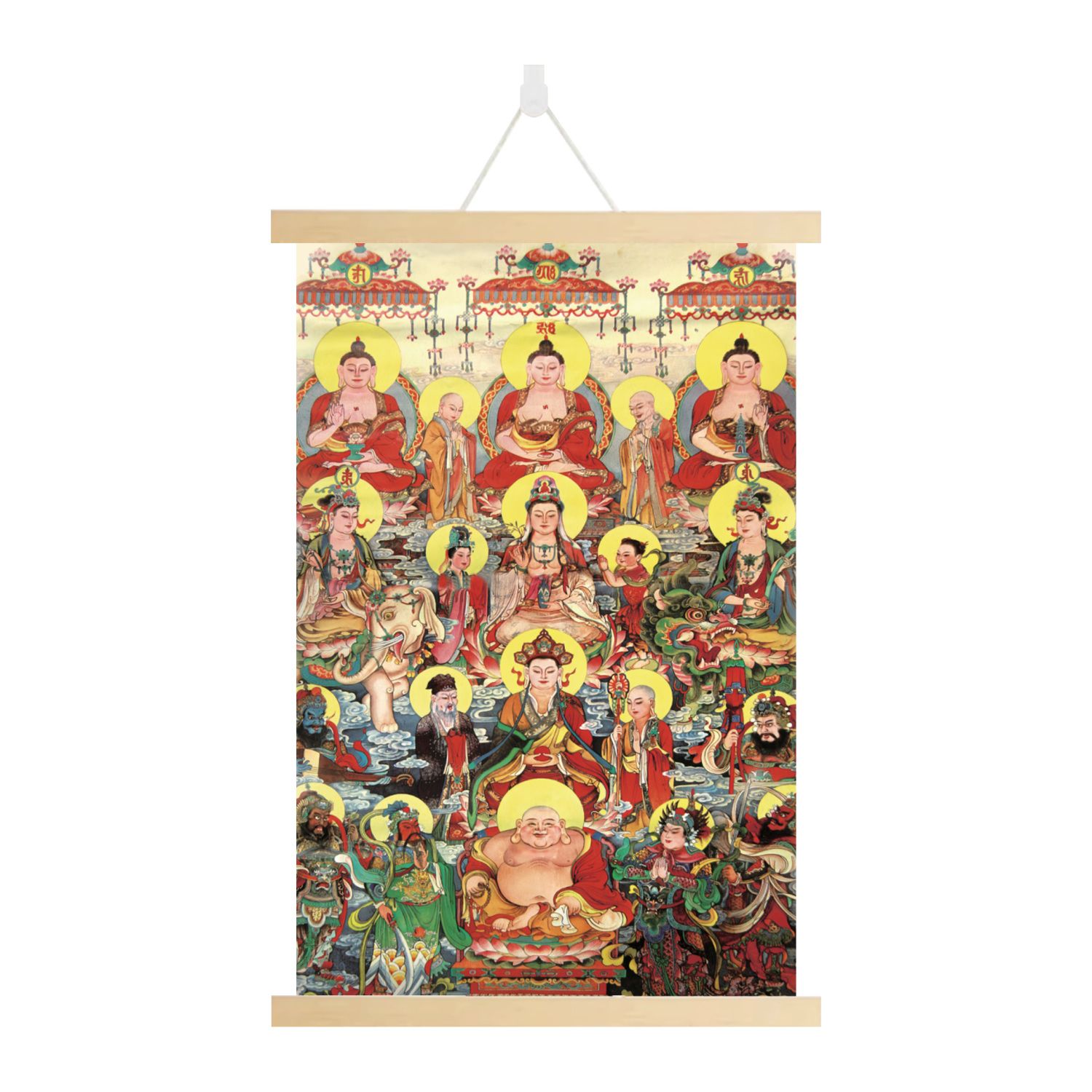 【57全佛图】客厅玄关茶室书房佛堂禅室装饰背景油画布竖版挂画