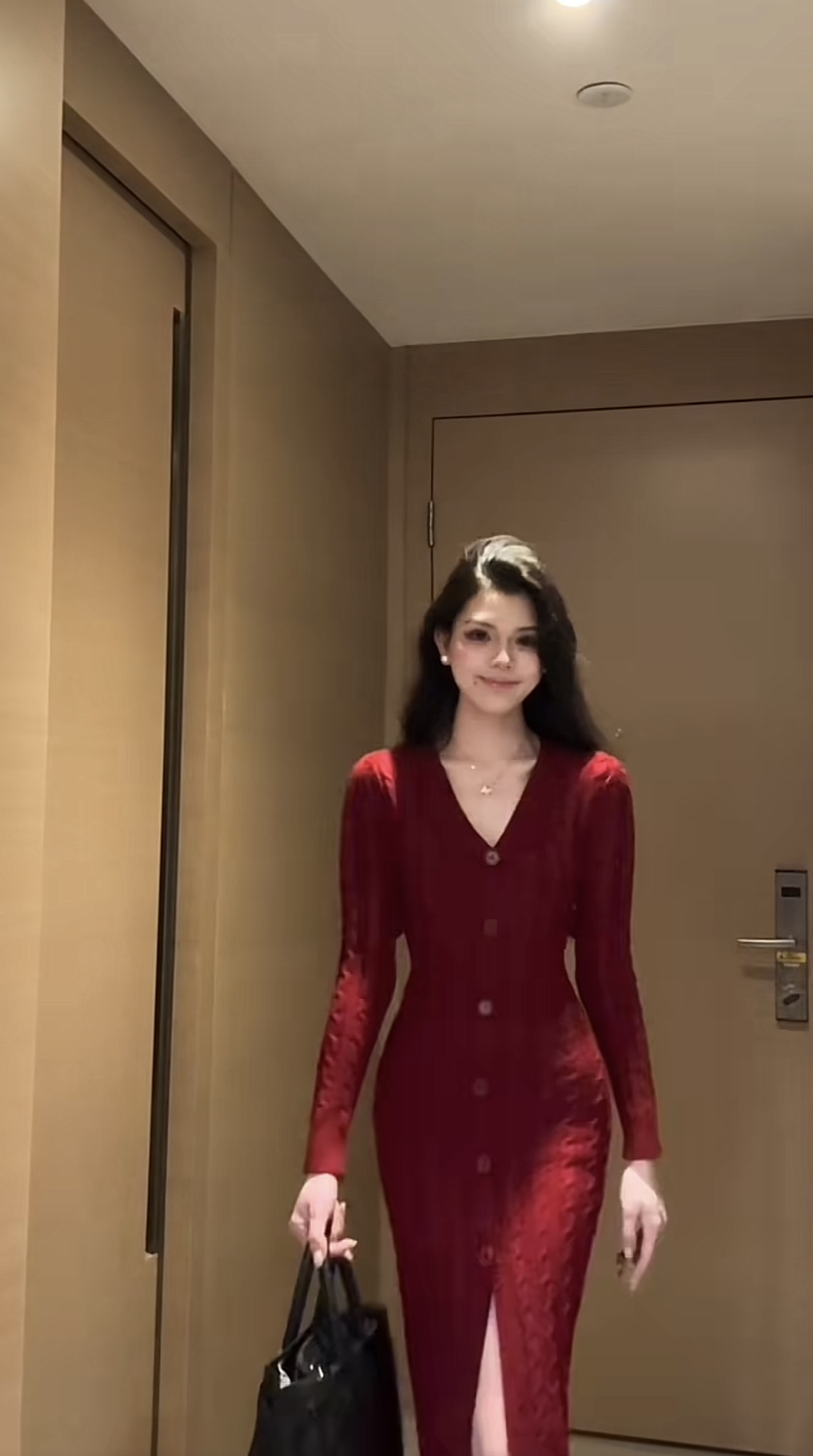 【爵士酒廊】气质百搭时尚洋气设计感前开叉针织裙连衣裙1229款