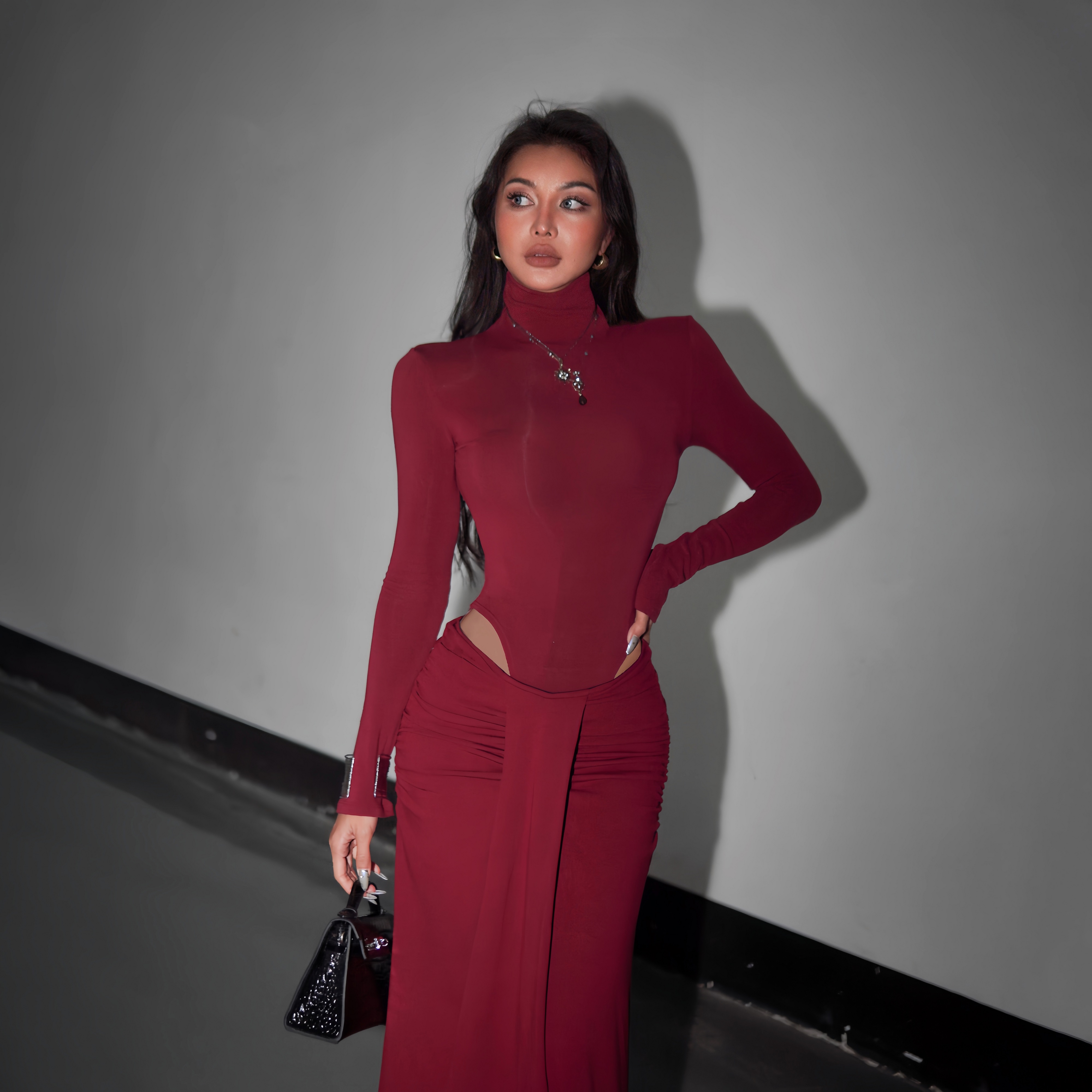 【蜜蜜家】空墨竹 欧美辣妹显瘦修身连体衣/半身裙 24Z493/24Q095