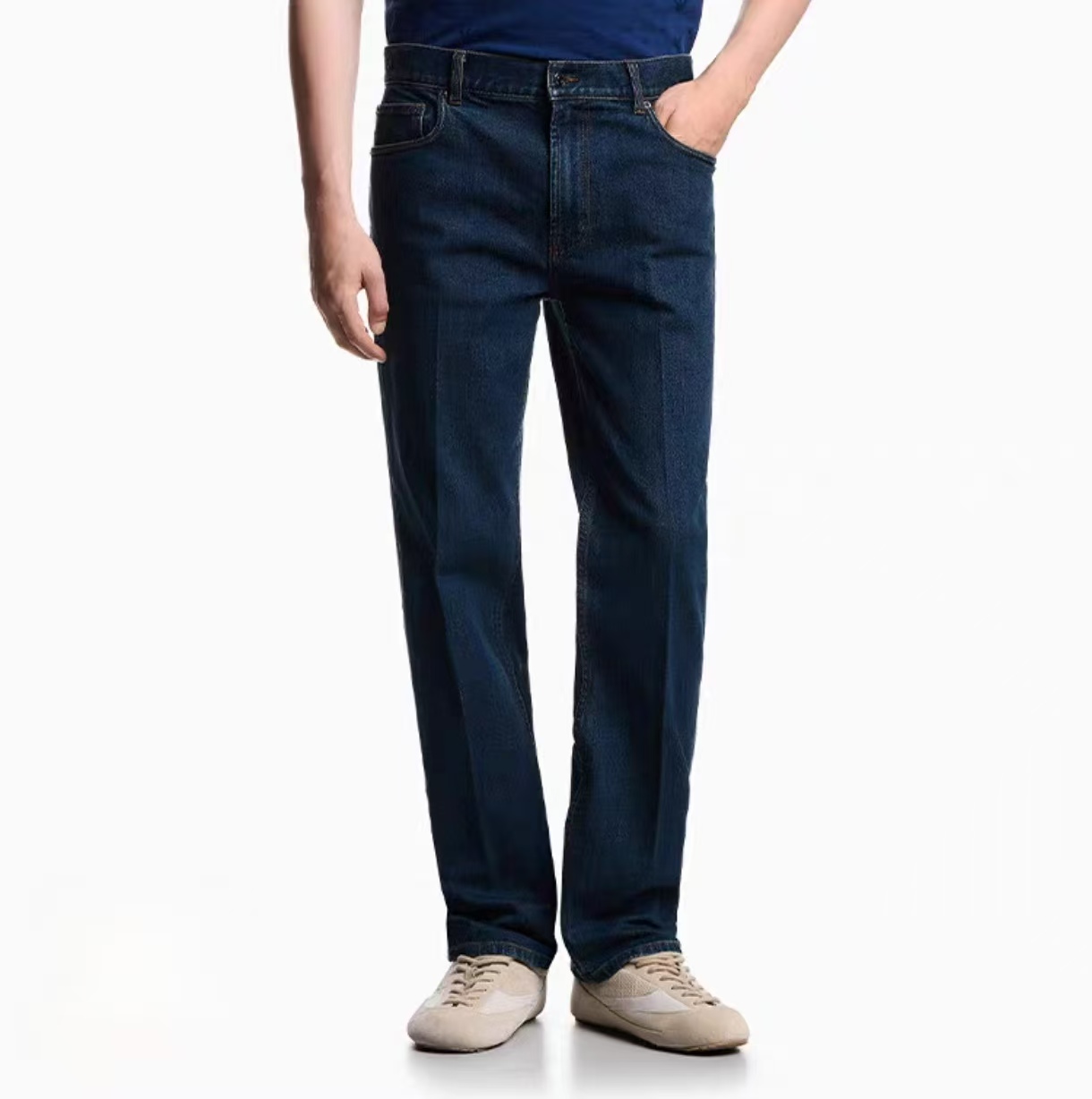 大莺款 秋冬男士 直筒中腰 复古微弹休闲牛仔裤