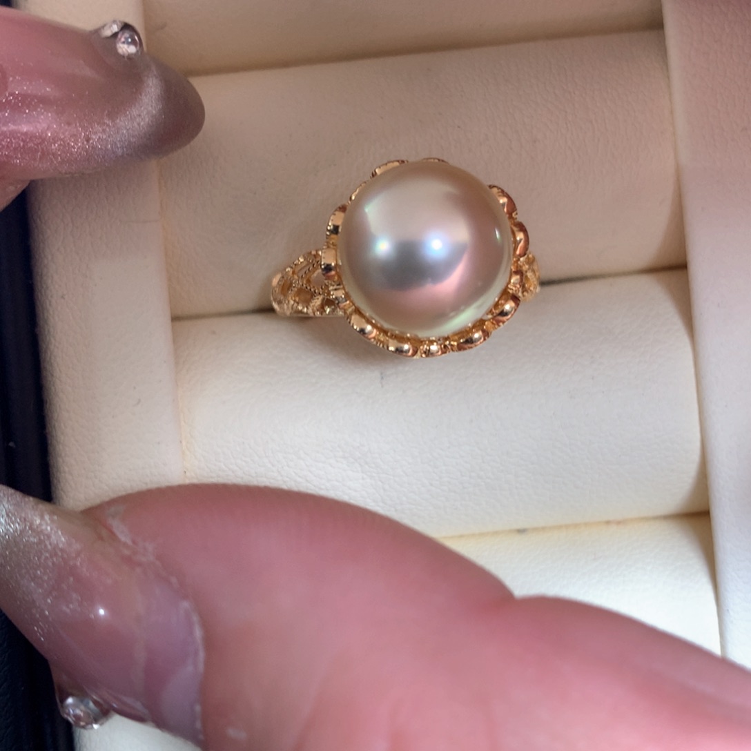 海水珍珠戒指银S925镶嵌
