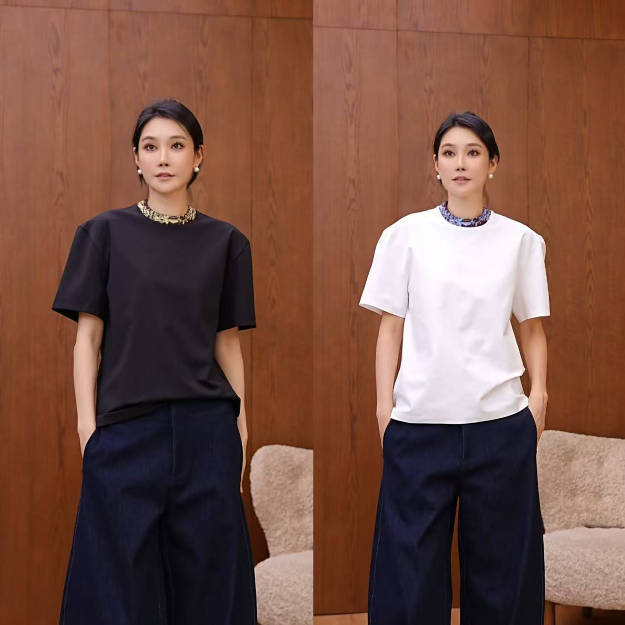 deepmoss 花边罗纹领T恤