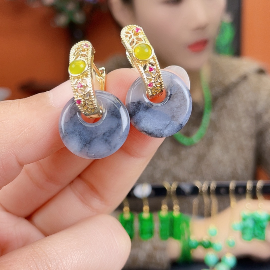 翡翠未镶嵌耳饰饰品