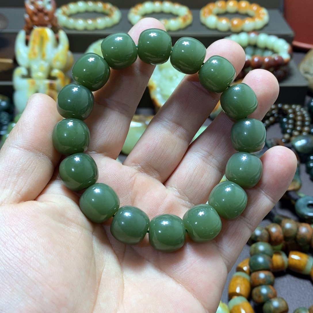 和田玉手串卡14未镶嵌