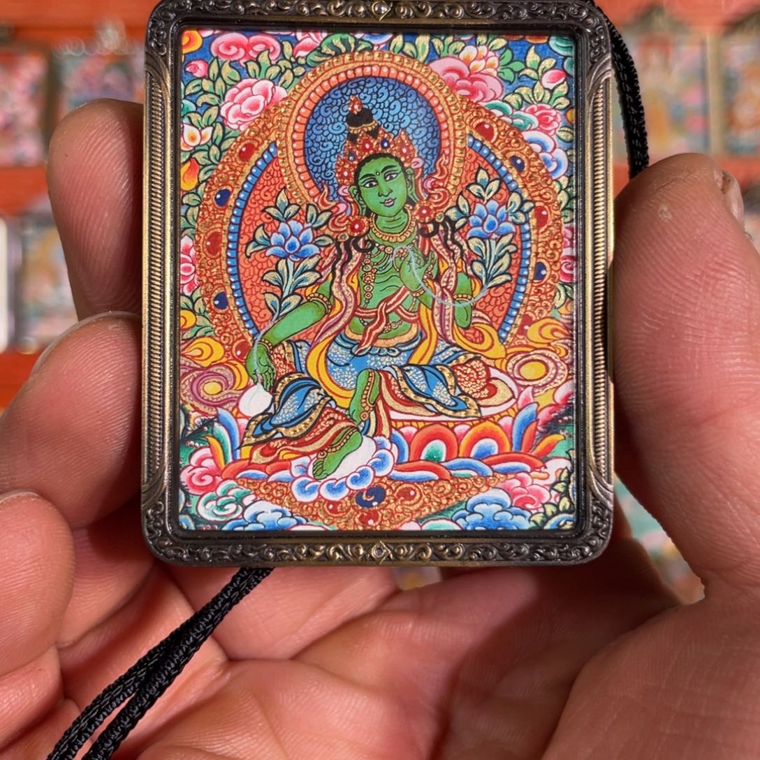 安***E吊坠热贡精品唐卡绿度母