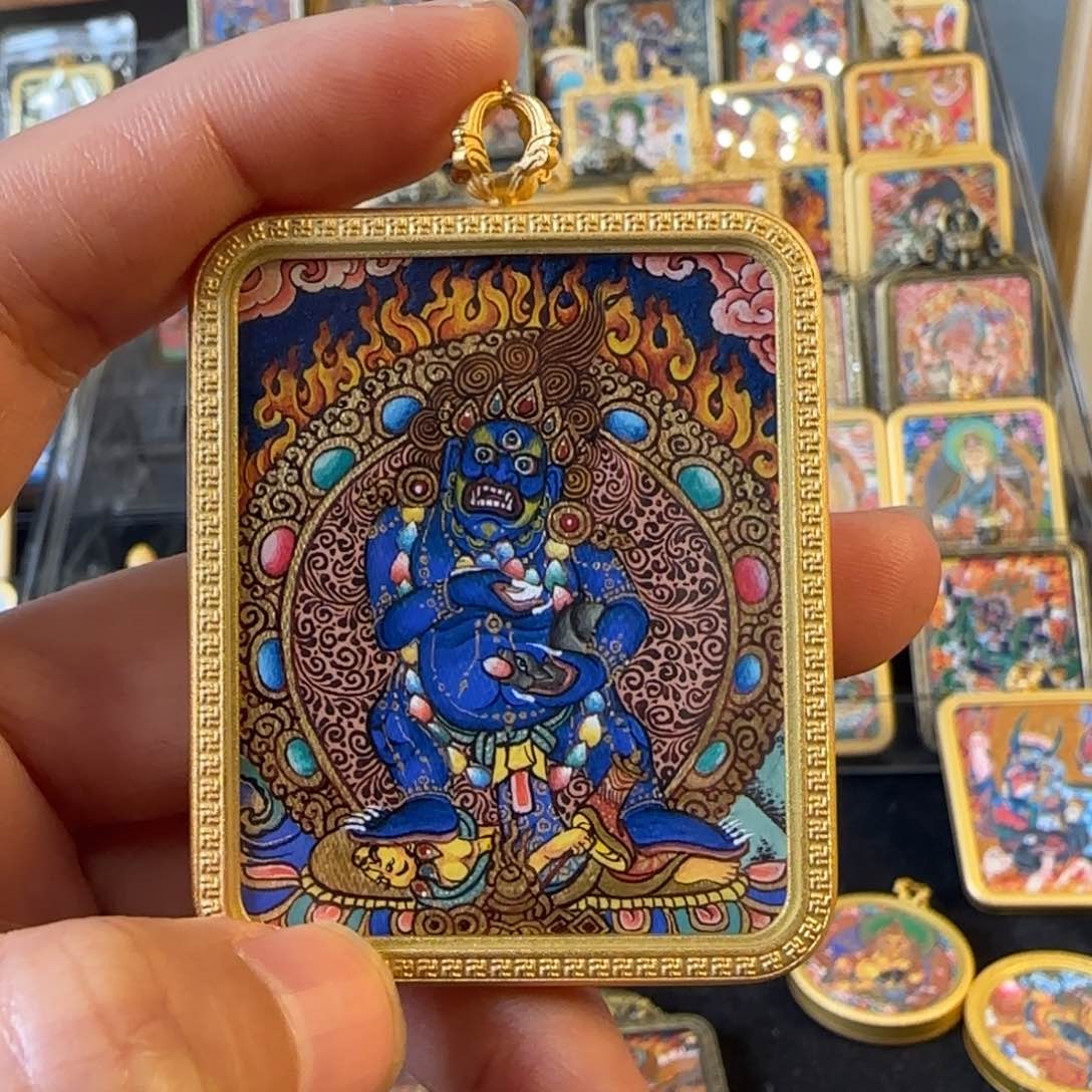 吊坠黑财神热贡唐卡