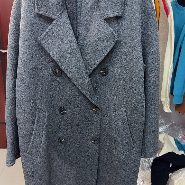 101801高级灰色100%美丽奴羊毛大衣