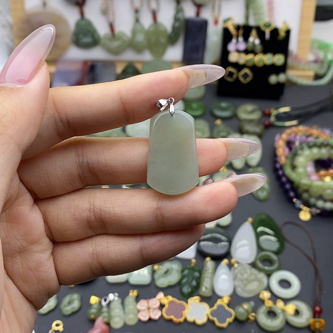 和田玉吊坠(不含链)银S925镶嵌