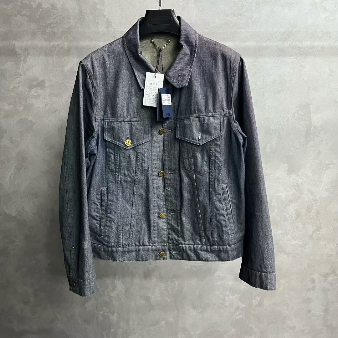 louis vuitton蓝色牛仔休闲翻领夹克外套/50 