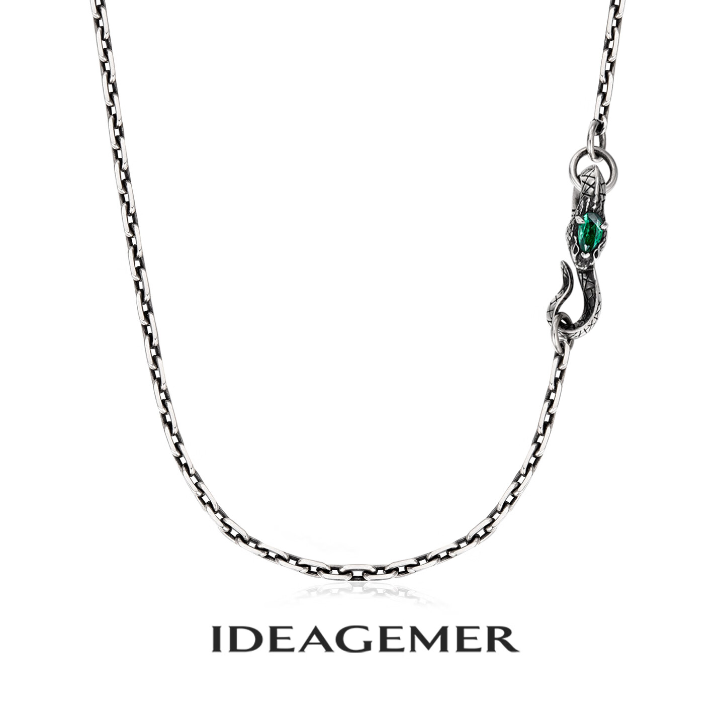 ideagemer 吊坠925银 灵蛇项链男士锁骨链十字素链原创时尚百搭