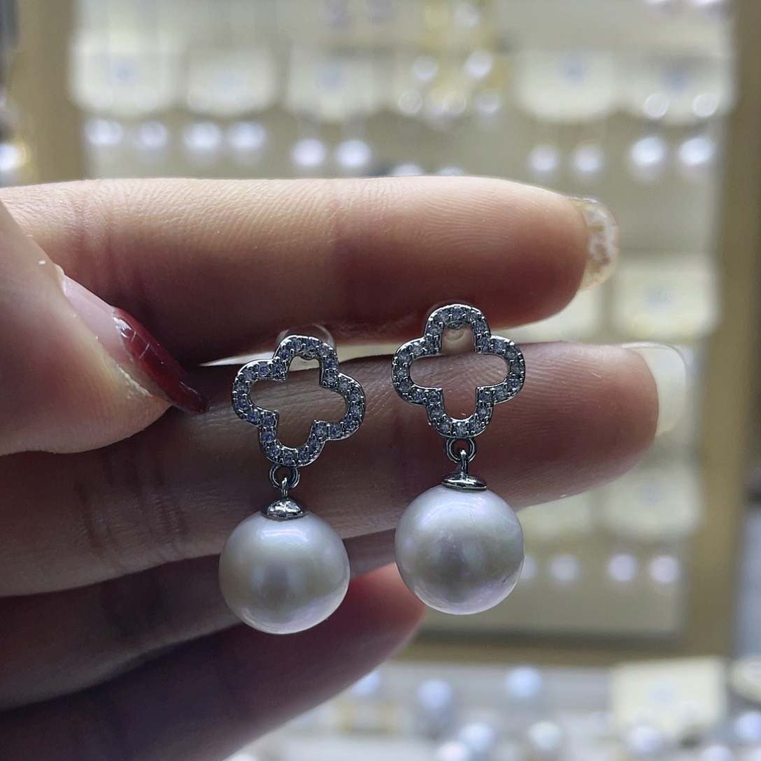淡水珍珠耳饰银S925镶嵌