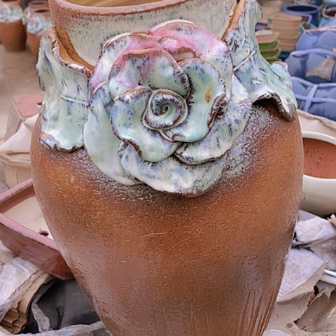 紫砂花盆口13高度35无孔瑕疵