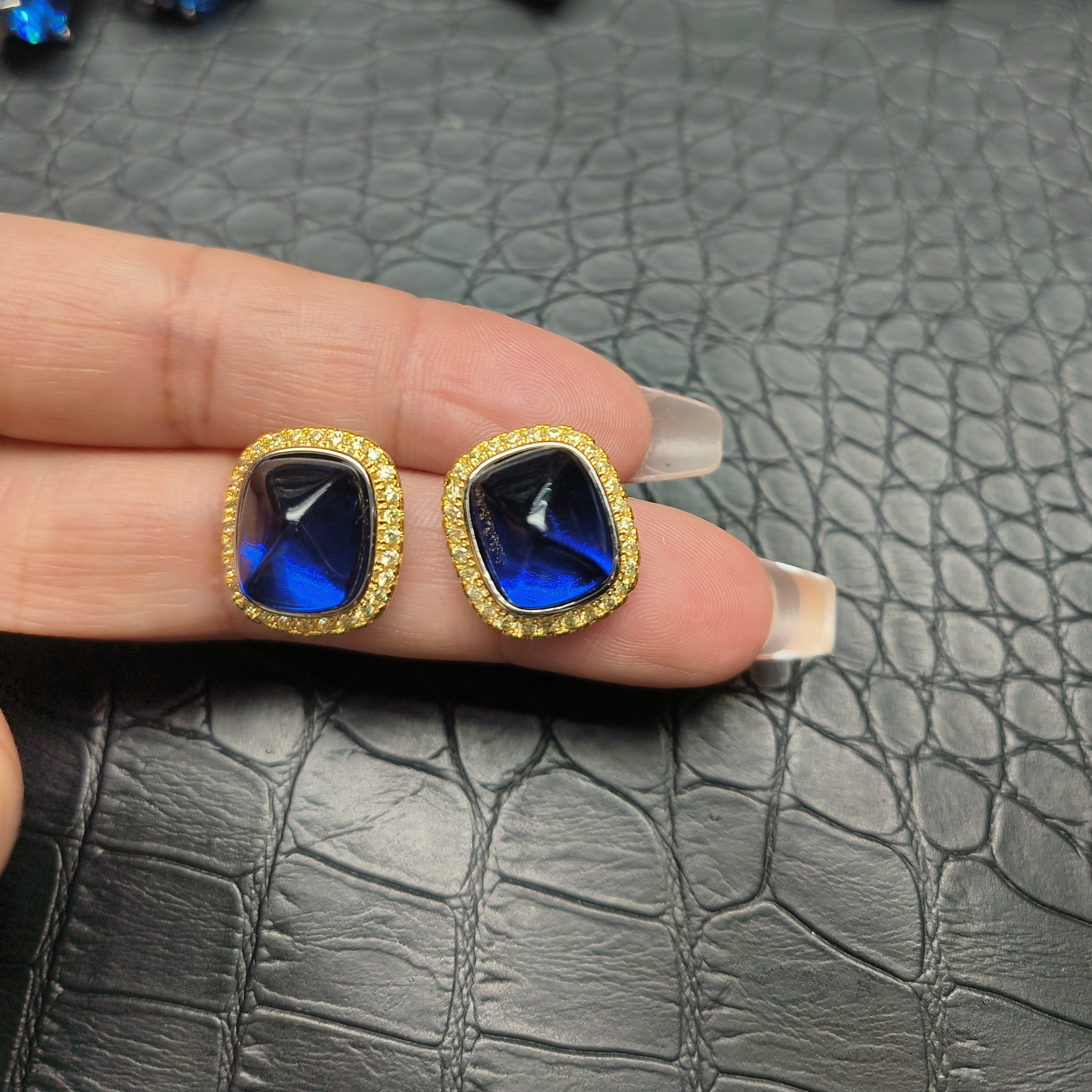 培育蓝宝石轻奢高定糖塔耳钉63