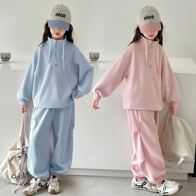 女童秋季韩版休闲运动卫衣套装2025新款女大童洋气儿童秋装两件套
