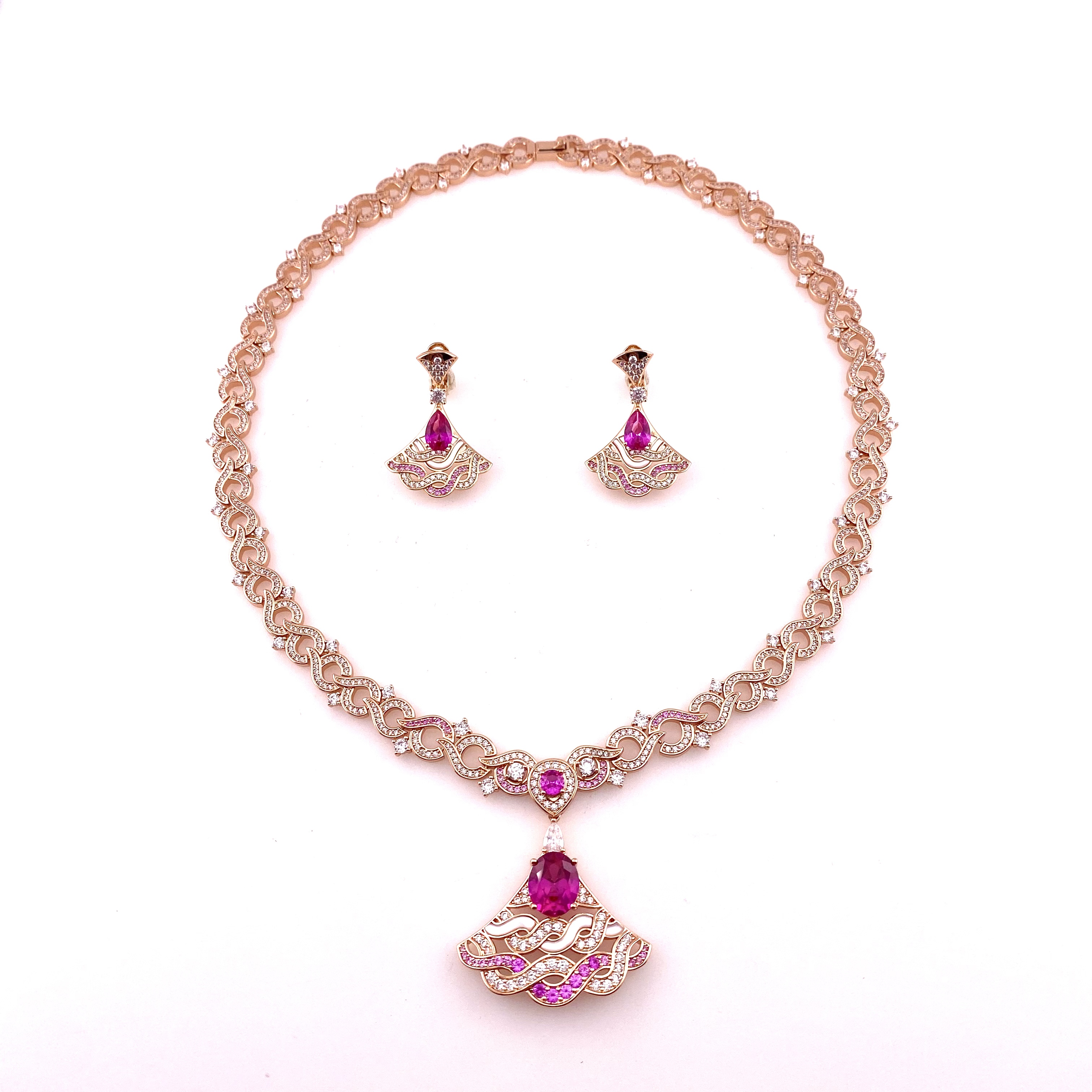 铜合金锆石耳饰 D061《祥云》欧美瑞丽奢华多彩色扇子拼接