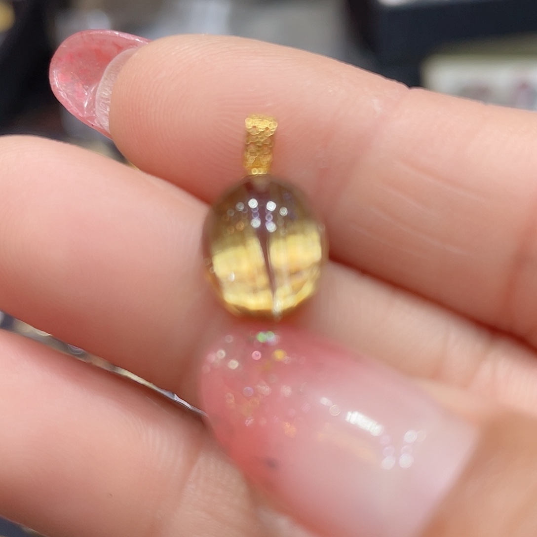 水晶钛晶吊坠18K金镶嵌?****?