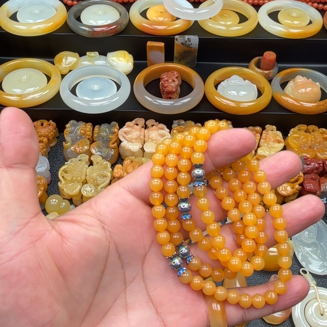 石英质玉（黄龙玉）合金手镯