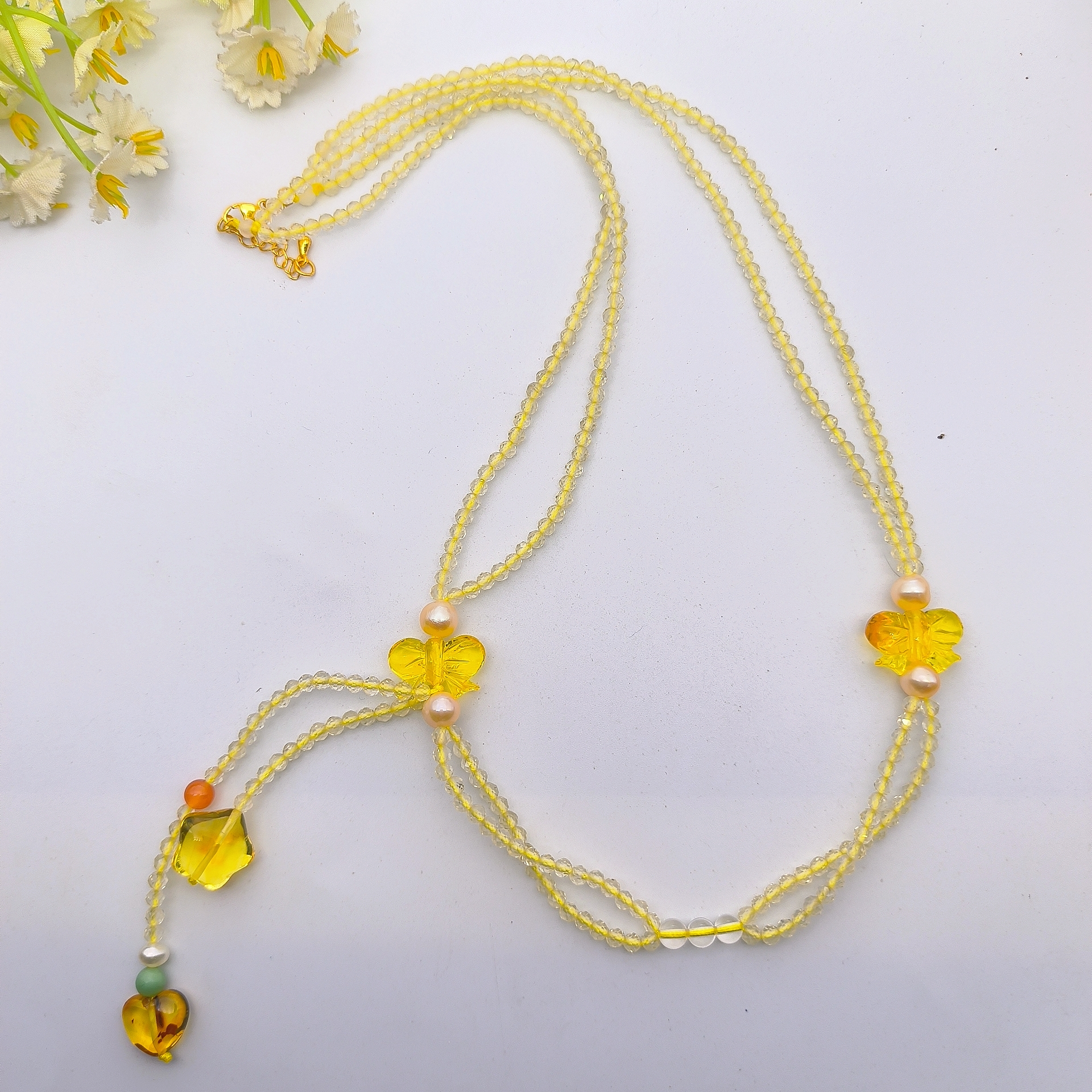 双股黄水晶项链小众设计轻奢时尚百搭精美精致大气百搭款