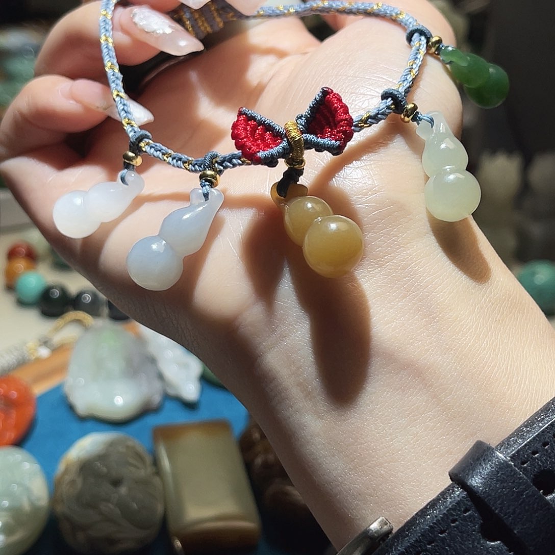 和田玉未镶嵌手链五福手绳福禄双至