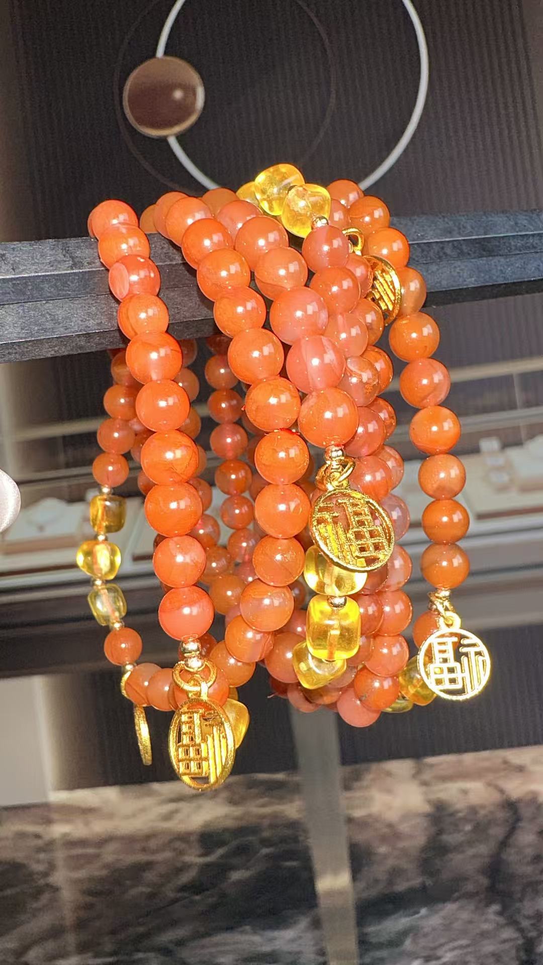 天然南红水蜜桃颜色手串时尚首饰卡7/8mm珠子多样性发货发其一