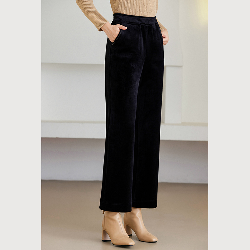 乔万尼商场同款冬季新款直筒裤加绒松紧腰阔腿裤好看流行ET4F889