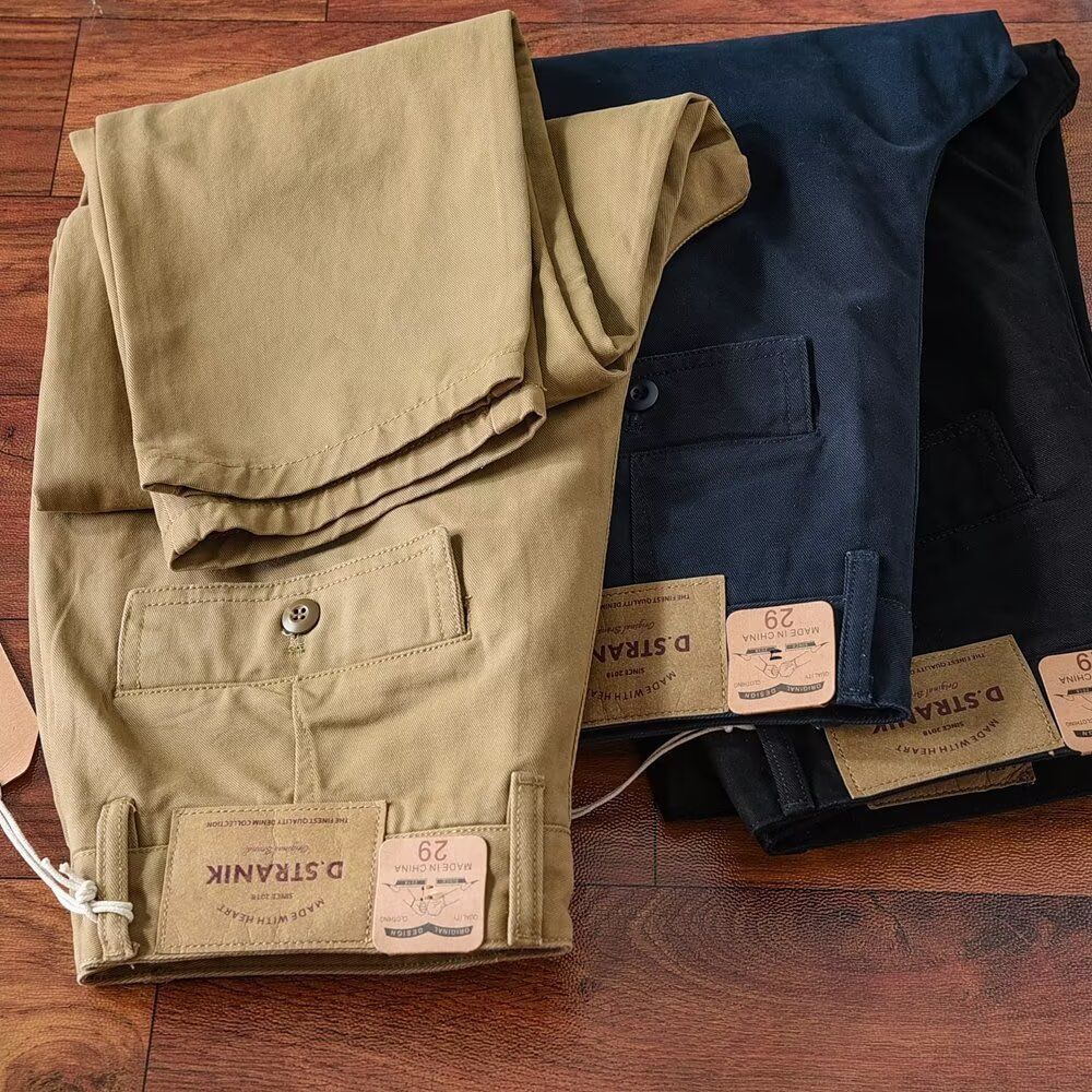 日系秋冬全棉水洗做旧工装裤商务厚实直筒休闲裤chino长裤男