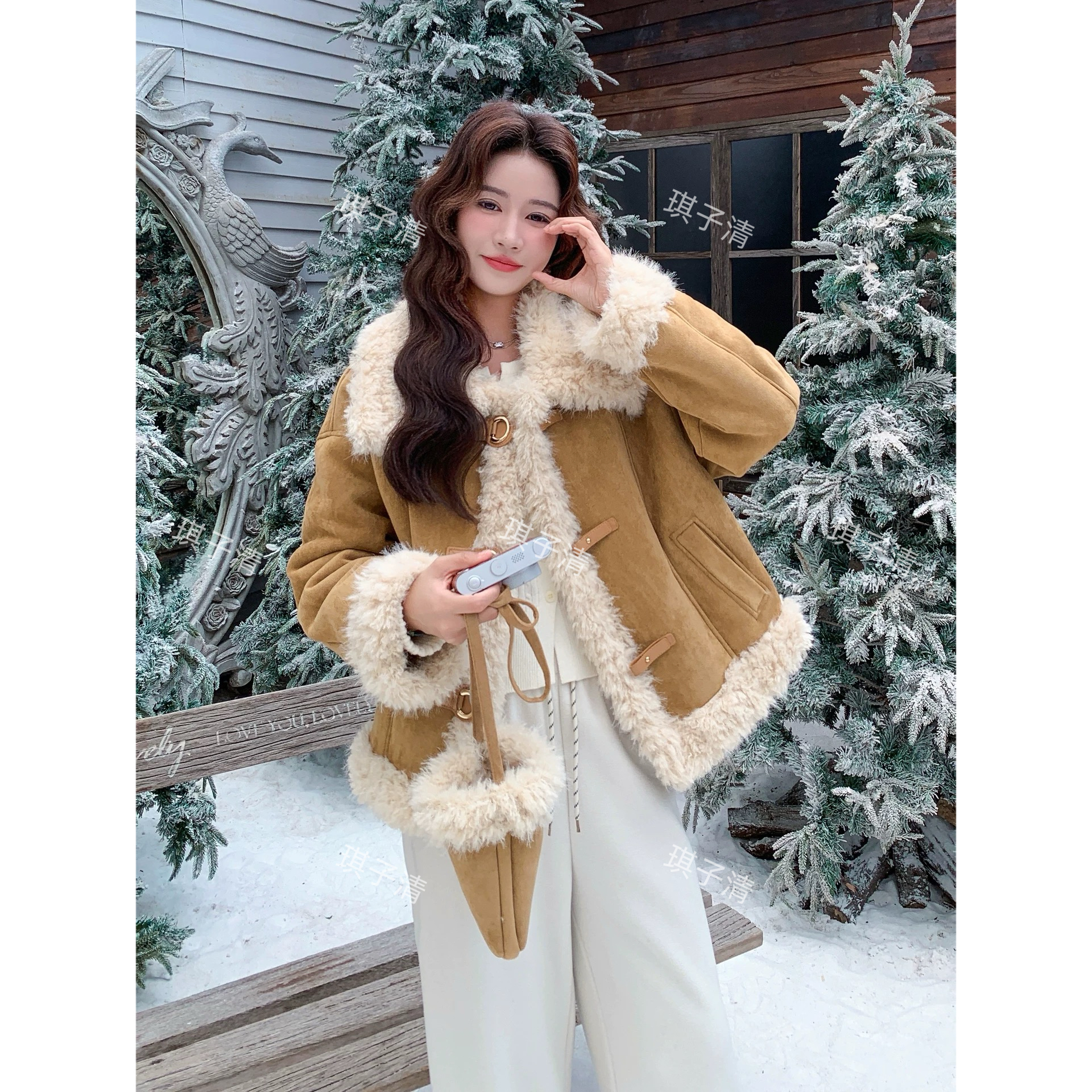 【琪子清定制】2025新款加厚皮绒一体外套
