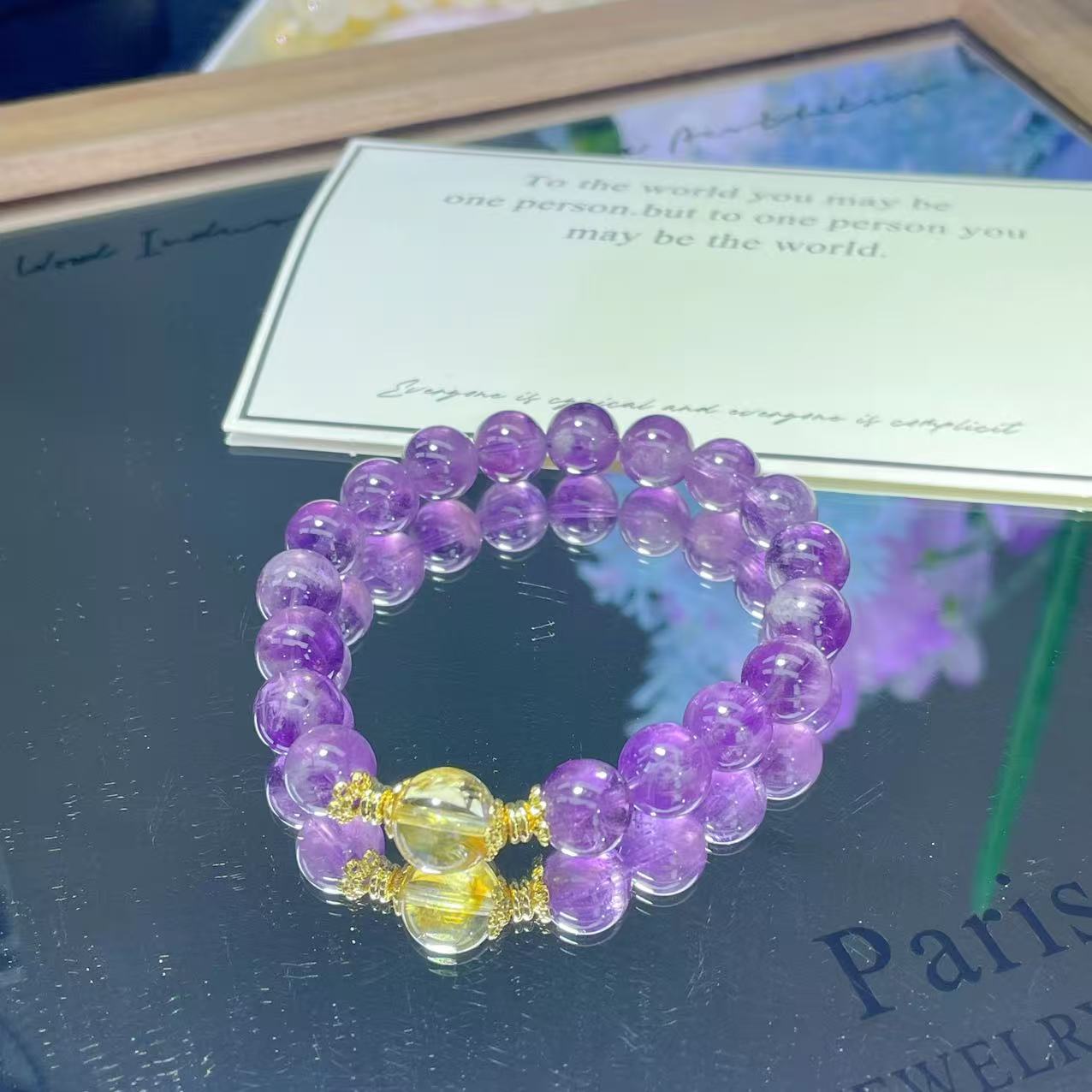 【紫兔毛】天然紫兔毛水晶手串