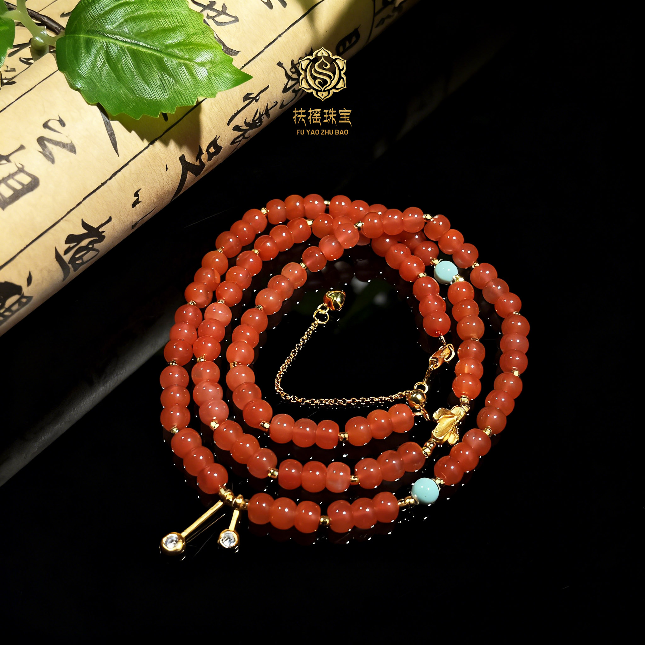 【扶摇严选】s925南红圆珠玛瑙DIY仙人掌设计款项链多样性发一6477