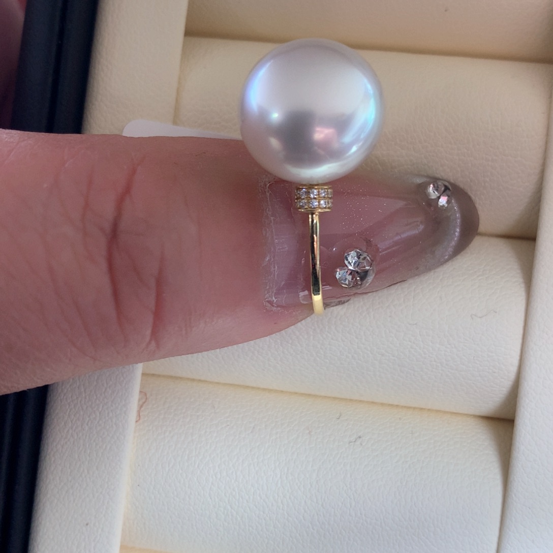 海水珍珠戒指18K金镶嵌