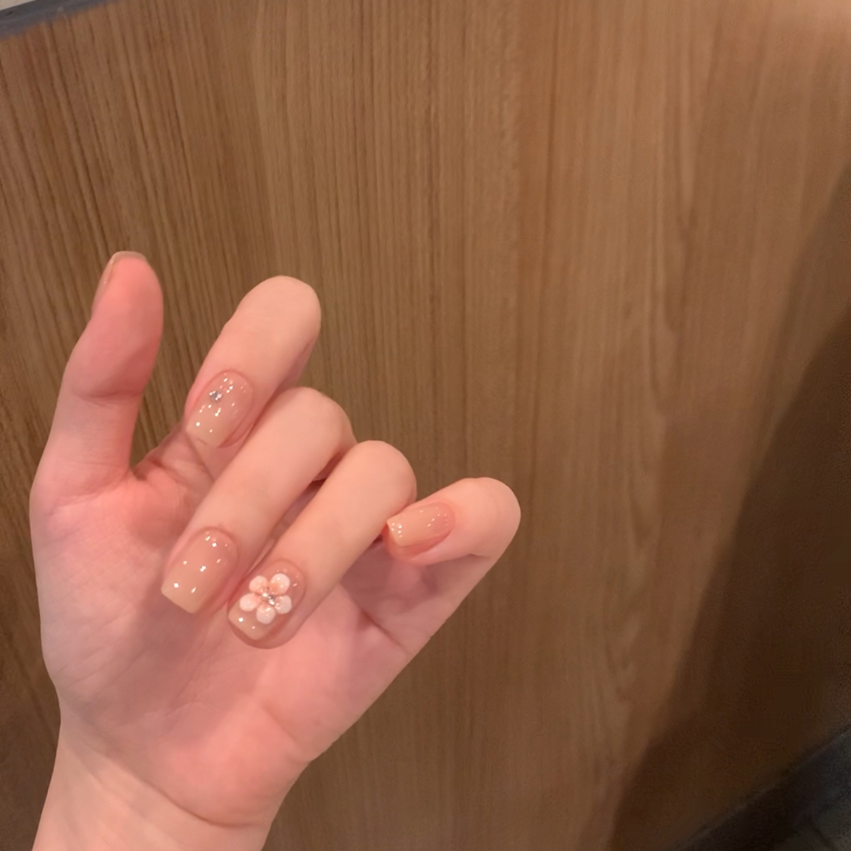 【樱花】纯手工线条腮红穿戴甲短款成品纯欲风温柔美甲贴片
