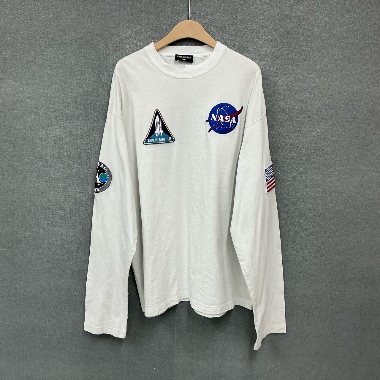 95新 Balenciaga/巴黎世家 NASA联名太空船刺绣长袖卫衣L码