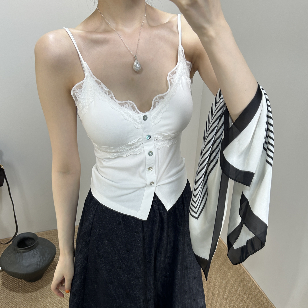 蕾丝美背吊带打底