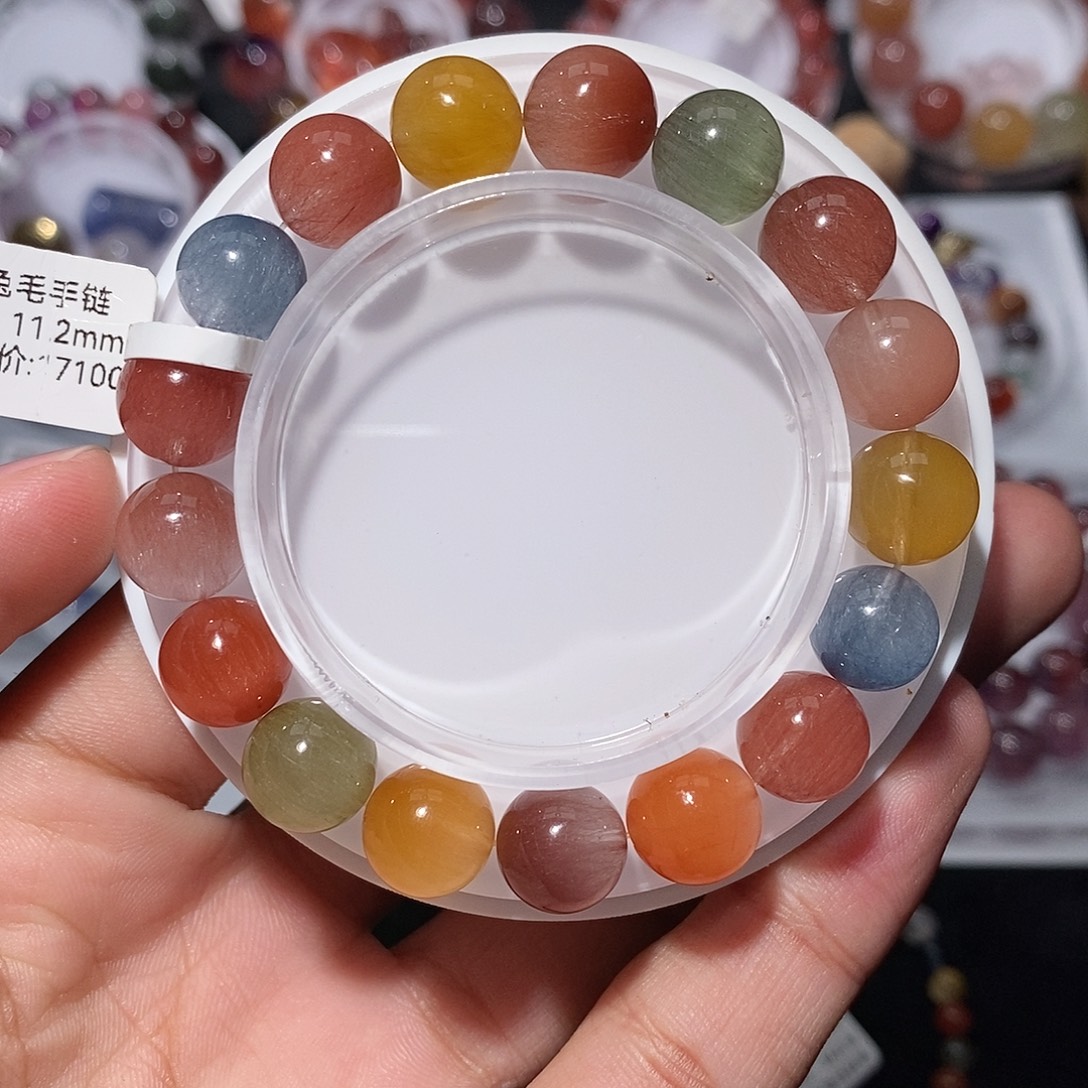 未镶嵌手链水晶彩兔毛