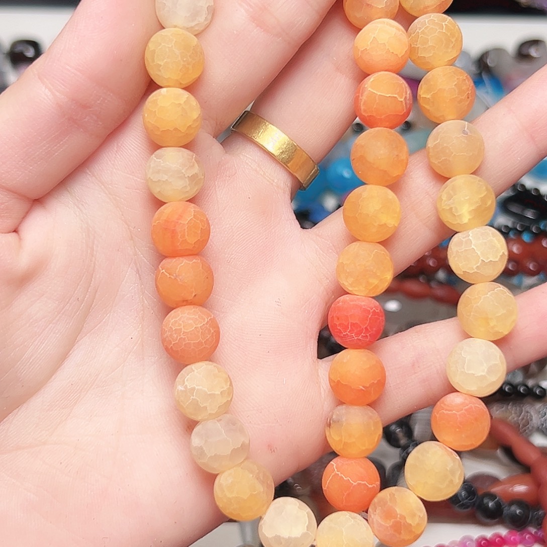 玛瑙/玉髓未镶嵌珠宝半成品c36 10m 磨砂小橘子一条