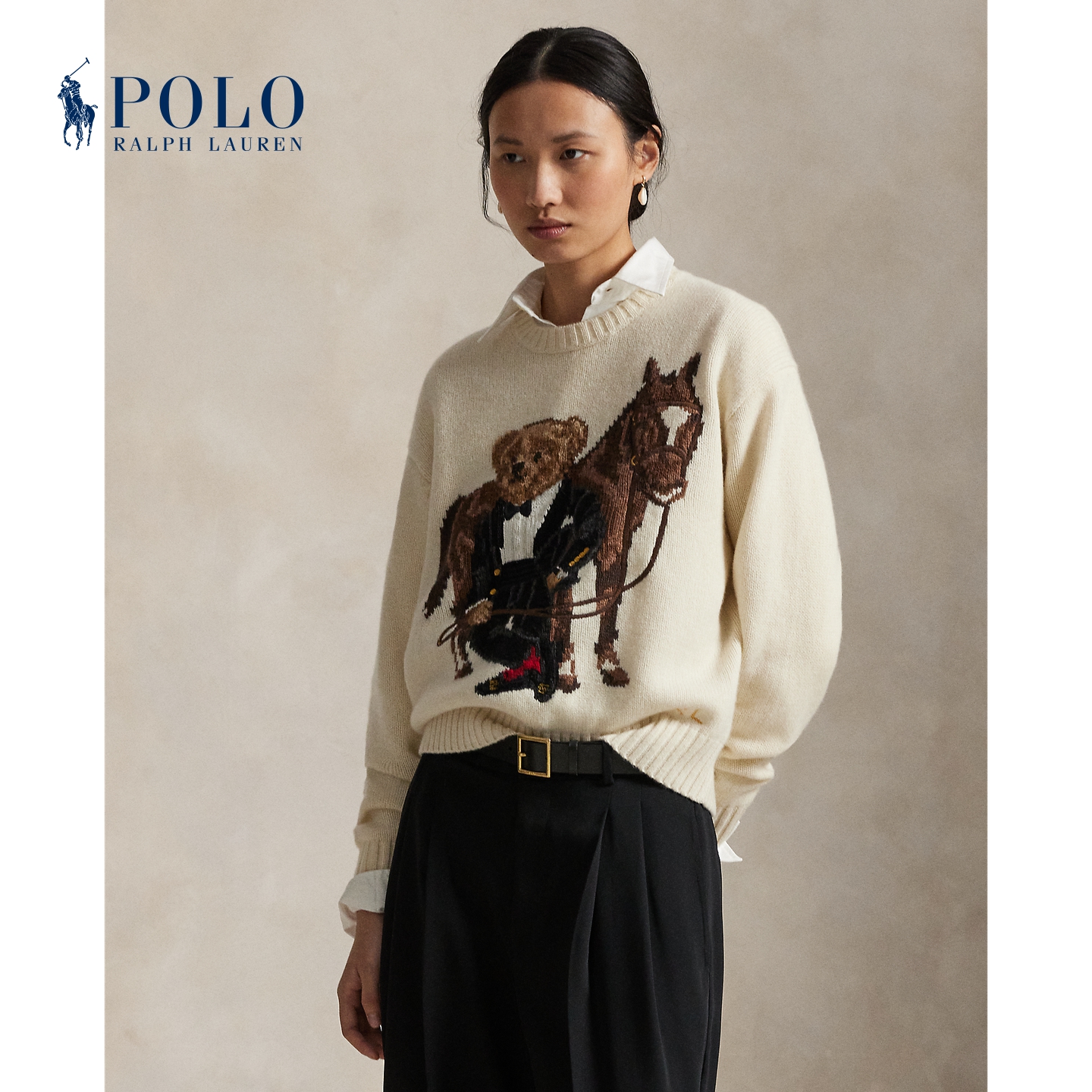 Ralph Lauren/拉夫劳伦女 26早春新年系列Polo Bear宽松版针织衫