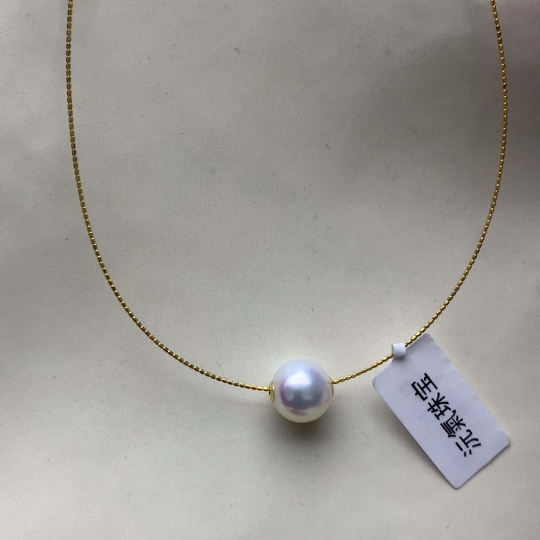 海水珍珠颈饰18K金镶嵌10-11澳白路路通