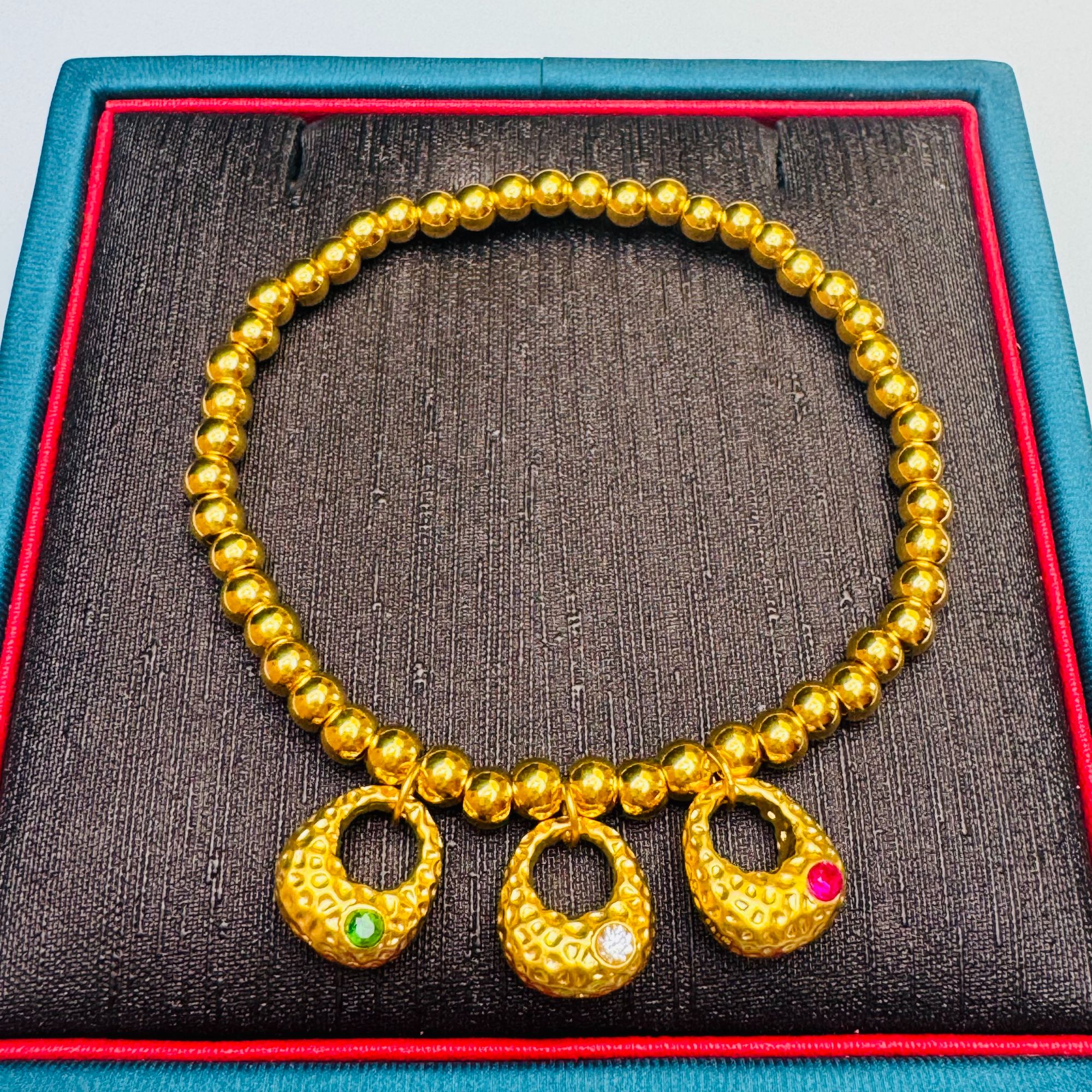 131#足金999 三宝福袋 金珠手串 卡4金珠约50颗