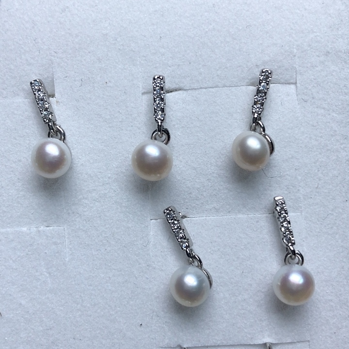 淡水珍珠耳饰银S925镶嵌