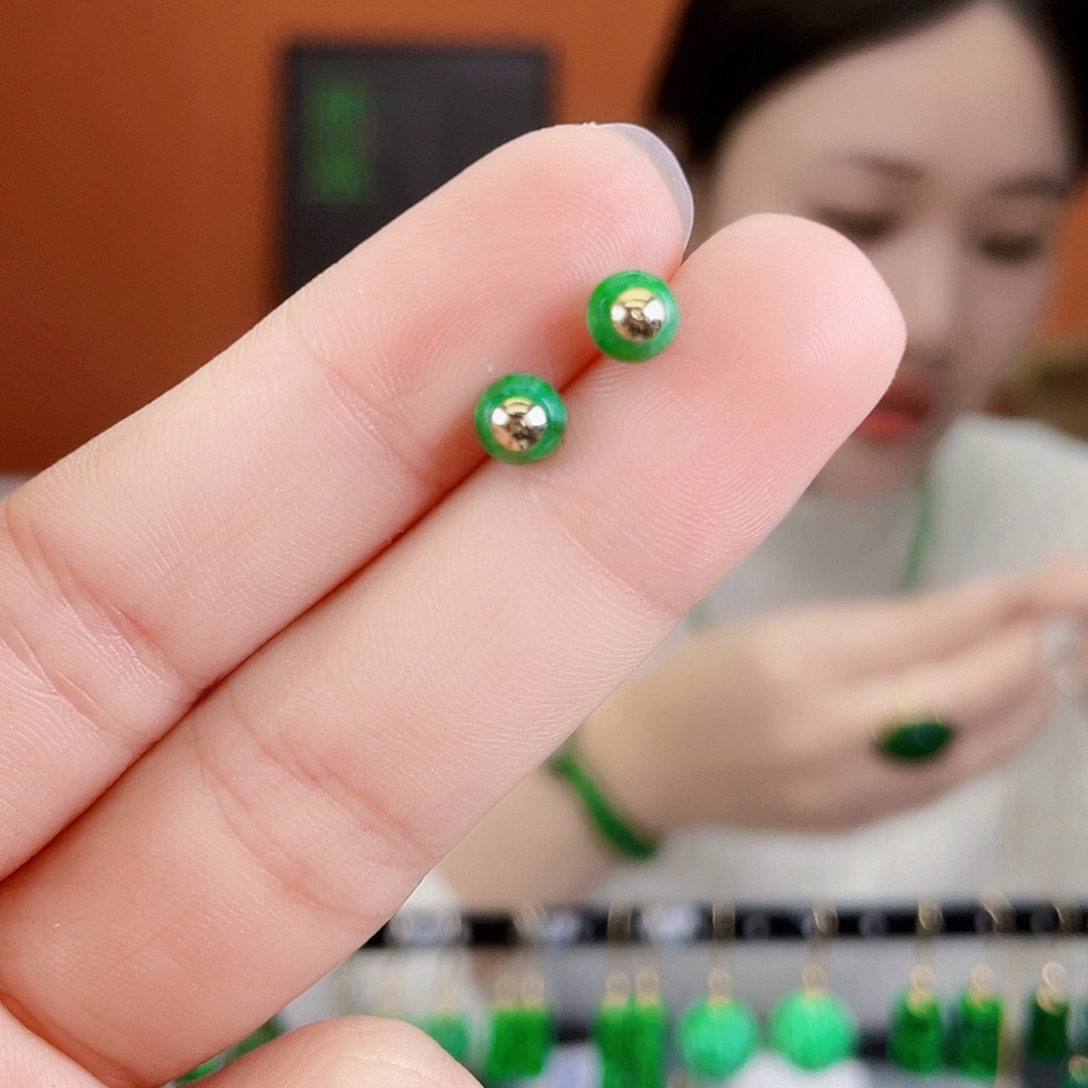 翡翠银S925镶嵌耳饰