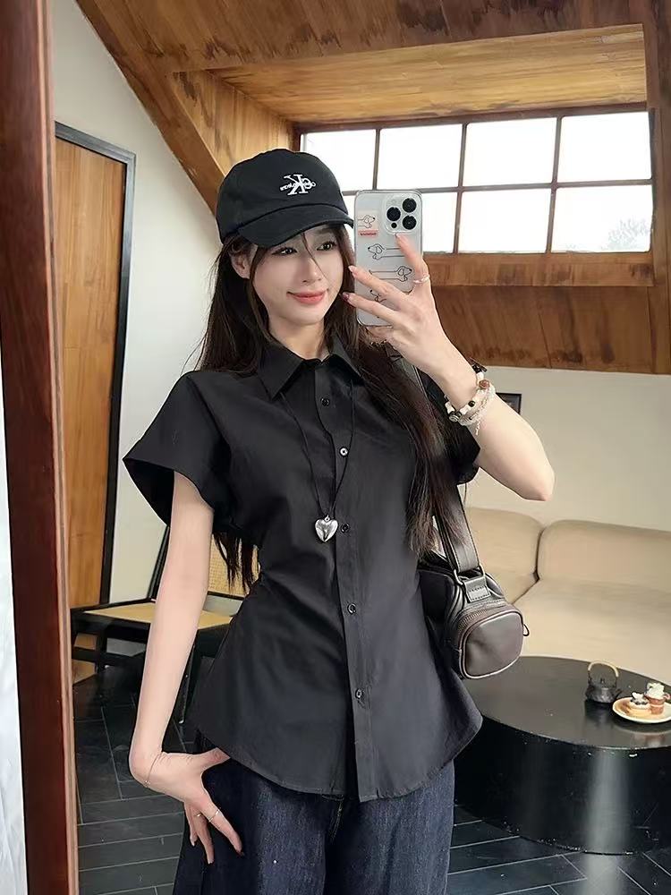 2025年百搭时尚遮肉显瘦设计感重工休闲上衣FF9970-1